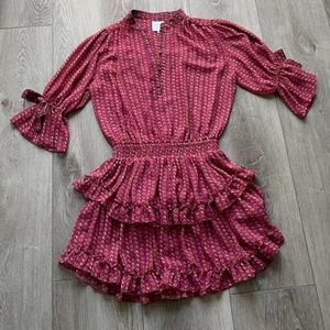 MISA LOS ANGELES PAISLEY PRINT RUFFLE BOW DETAIL SUMMER SPRING MINI DRESS SMALL